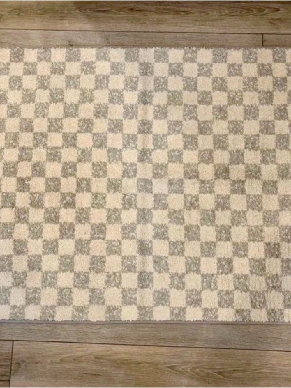 Threshold Checkered Door Mat - Beige and Light Gray